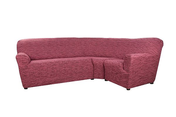 Еврочехол Чехол на классический угловой диван "Тела" Ридже бордовый